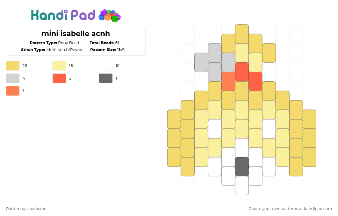mini isabelle acnh - Pony Bead Pattern by sharkstan on Kandi Pad - yellow