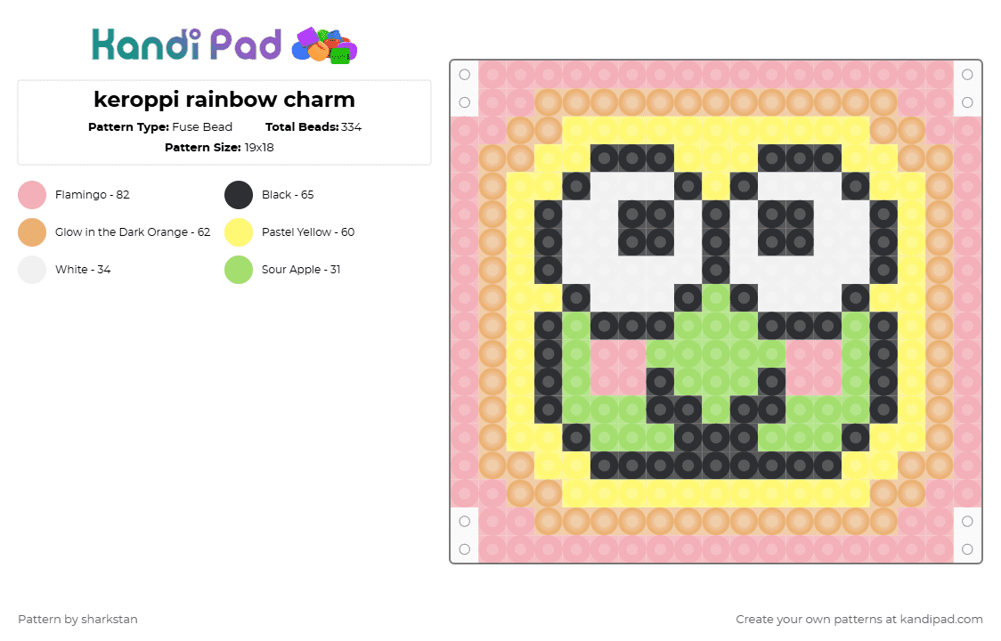 keroppi rainbow charm - Fuse Bead Pattern by sharkstan on Kandi Pad - beige,yellow,orange