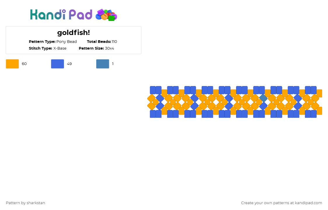 goldfish! - Pony Bead Pattern by sharkstan on Kandi Pad - orange,blue