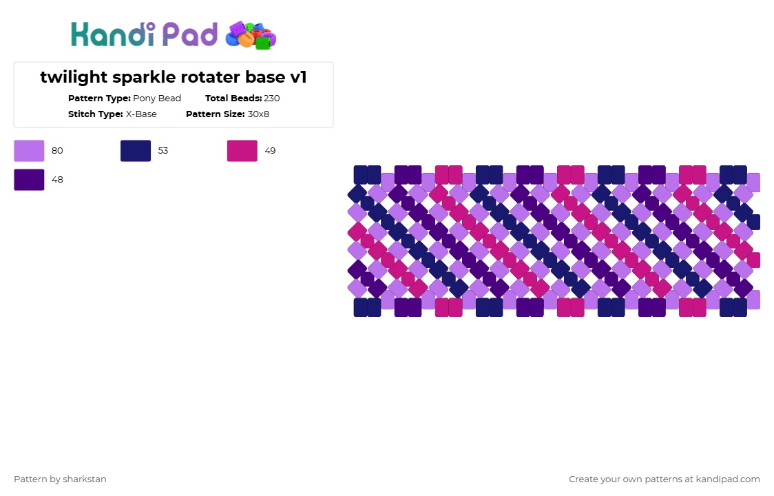 twilight sparkle rotater base v1 - Pony Bead Pattern by sharkstan on Kandi Pad - purple,pink