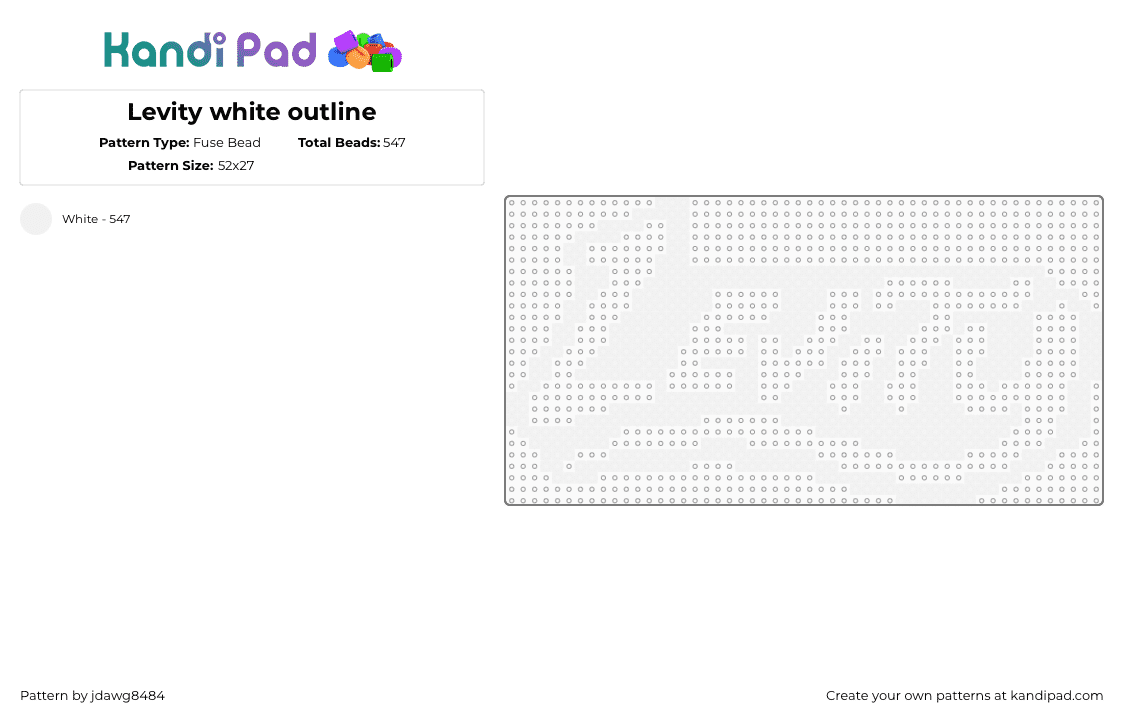 Levity white outline - Fuse Bead Pattern by jdawg8484 on Kandi Pad - levity,dj,logo,outline,music,edm,white