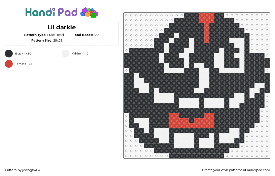 Lil darkie - Fuse Bead Pattern by jdawg8484 on Kandi Pad - lil darkie,face,rap,teeth,music,black,white,red