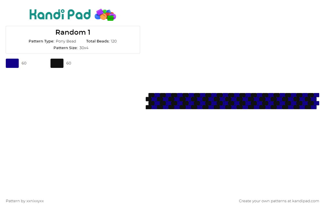 Random 1 - Pony Bead Pattern by xxnixxyxx on Kandi Pad - dark,cuff,minimalist,elegant,sleek,simple,versatile,wearable,accessory,blue,black