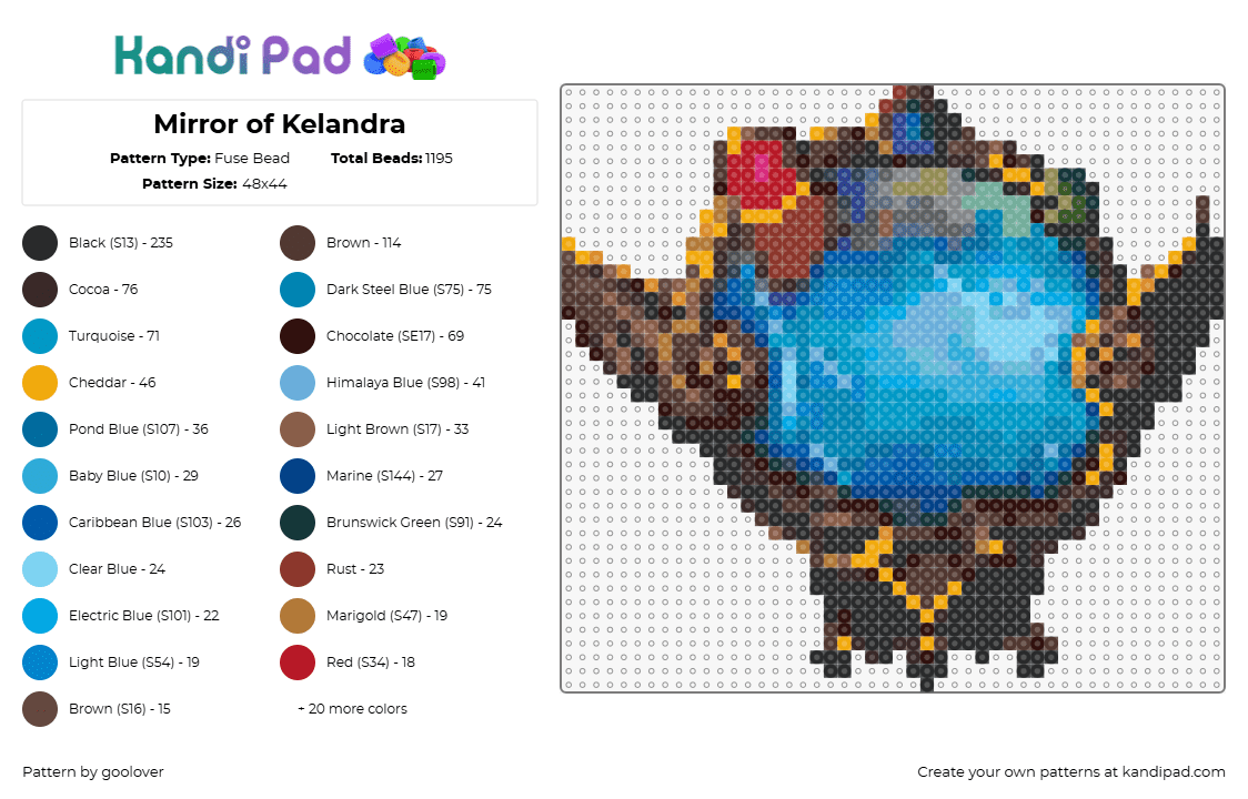 Mirror of Kelandra - Fuse Bead Pattern by goolover on Kandi Pad - mirror of kalandra,path of exile,video game,blue,brown