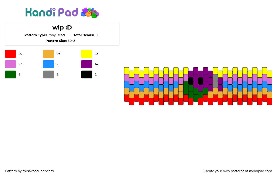 wip :D - Pony Bead Pattern by mirkwood_princess on Kandi Pad - donatello,tmnt,teenage mutant ninja turtles,cuff,cartoon,comic,colorful,purple