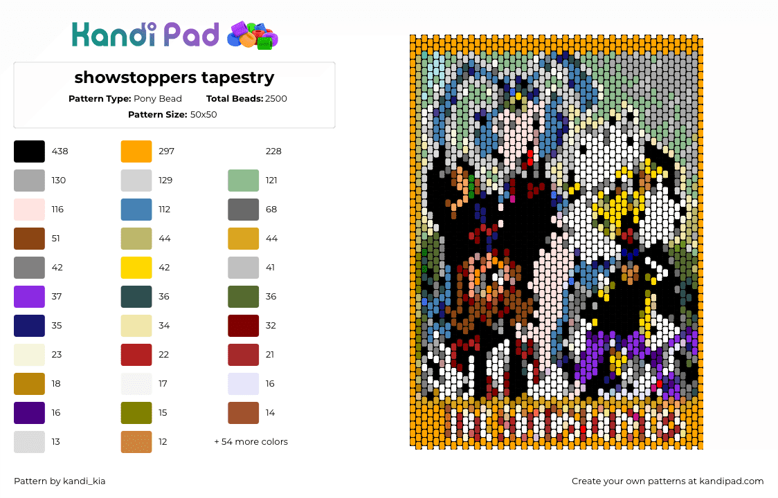 showstoppers tapestry - Pony Bead Pattern by kandi_kia on Kandi Pad - showstoppers incorporated,new walton files,tapestry,poster,video game,horror,colorful,orange