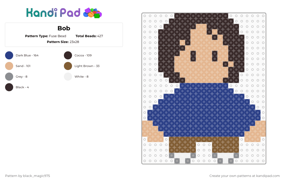 Bob Fuse Bead Pattern - Kandi Pad | Kandi Patterns, Fuse Bead Patterns ...