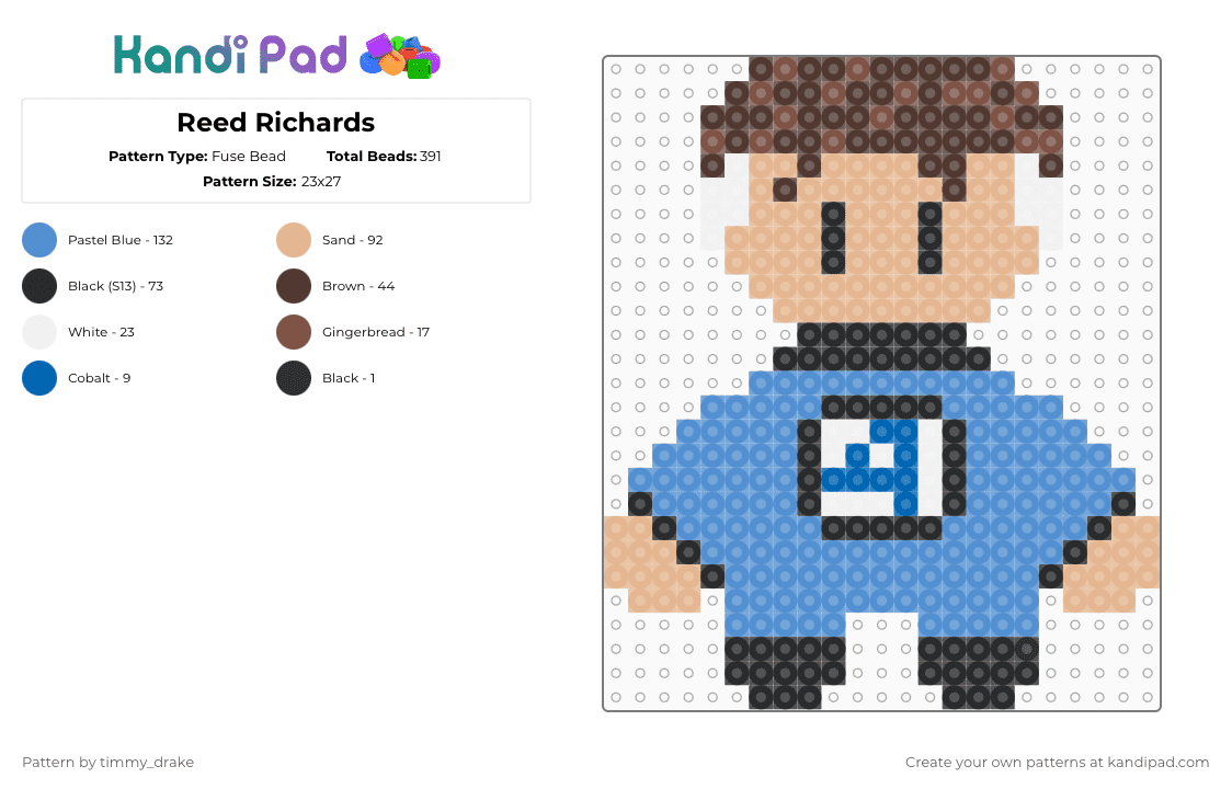 Reed Richards Fuse Bead Pattern - Kandi Pad | Kandi Patterns, Fuse Bead ...