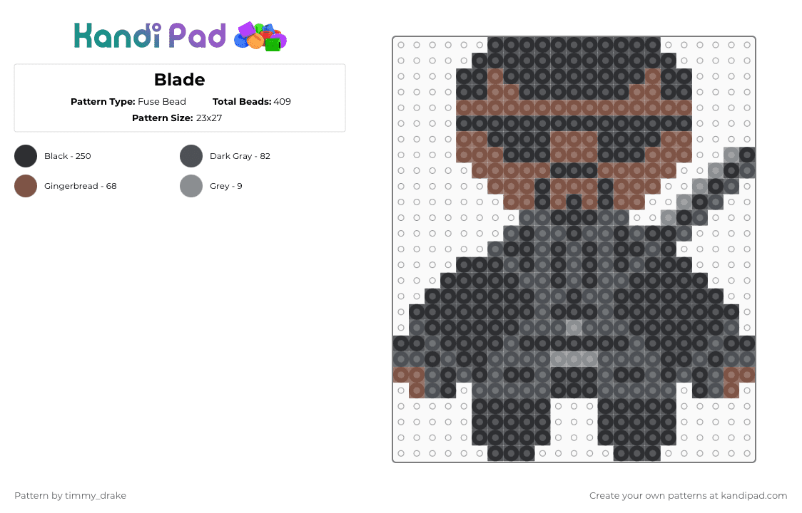 Blade - Fuse Bead Pattern by black_magic975 on Kandi Pad - tan,gray
