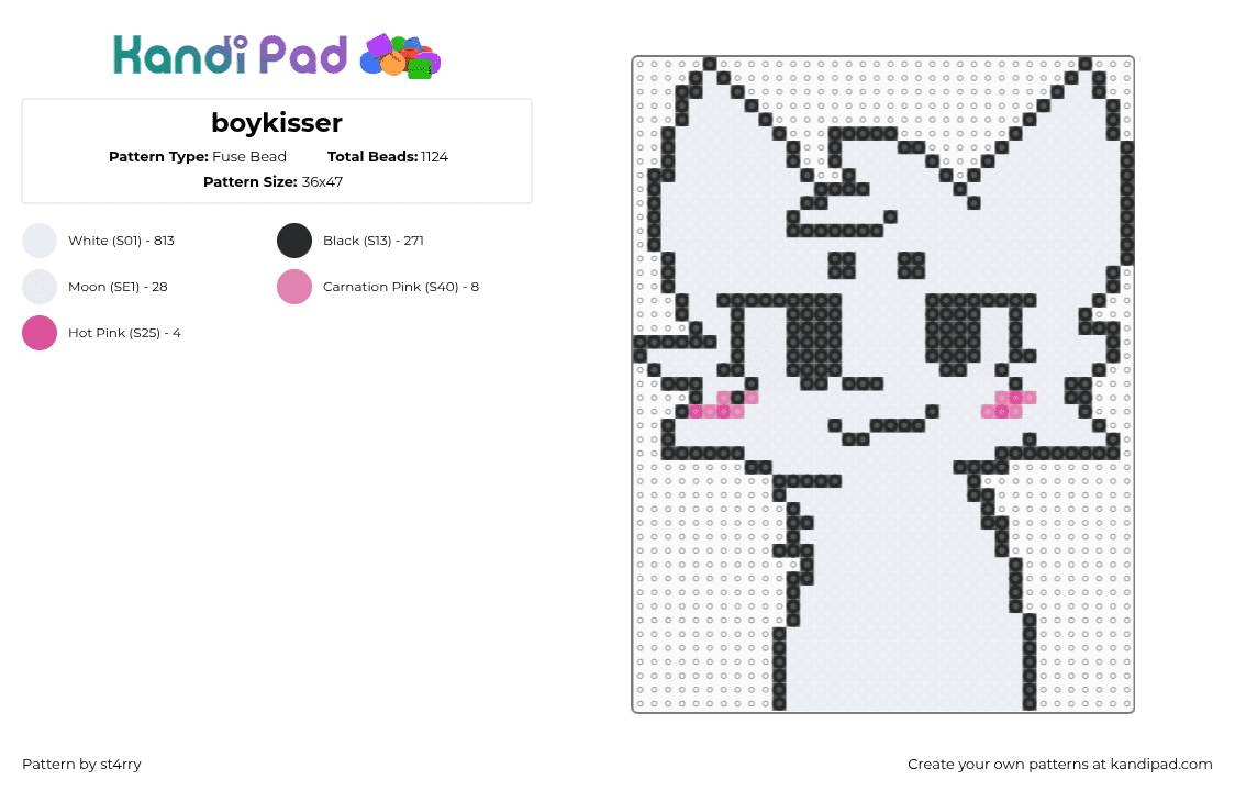 boykisser - Fuse Bead Pattern by deleted_user_685111 on Kandi Pad - white