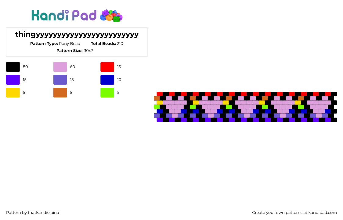 thingyyyyyyyyyyyyyyyyyyyyyyyy - Pony Bead Pattern by thatkandielaina on Kandi Pad - hearts,repeating,colorful,bracelet,cuff,love,purple