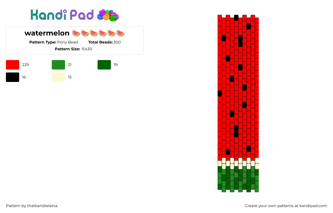 watermelon 🍉🍉🍉🍉🍉🍉 - Pony Bead Pattern by thatkandielaina on Kandi Pad - watermelon,fruit,food,banner,red,green