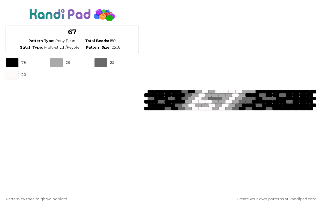 67 - Pony Bead Pattern by thealmightydingolord on Kandi Pad - gray,beige
