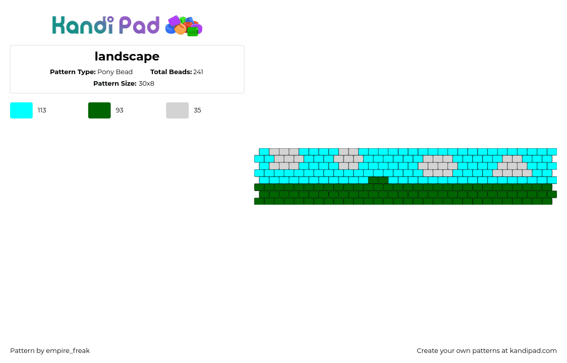 landscape - Pony Bead Pattern by empire_freak on Kandi Pad - landscape,clouds,cuff,teal,green