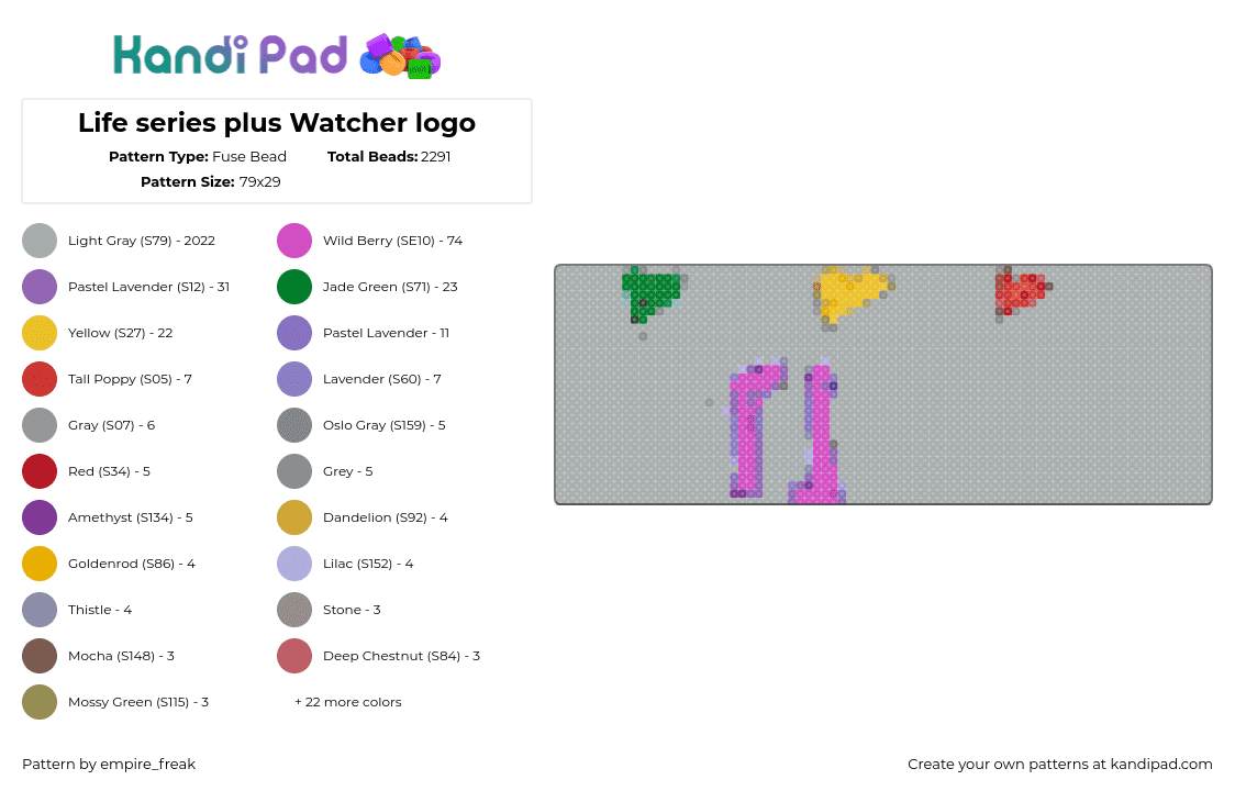 Life series plus Watcher logo - Fuse Bead Pattern by empire_freak on Kandi Pad - 