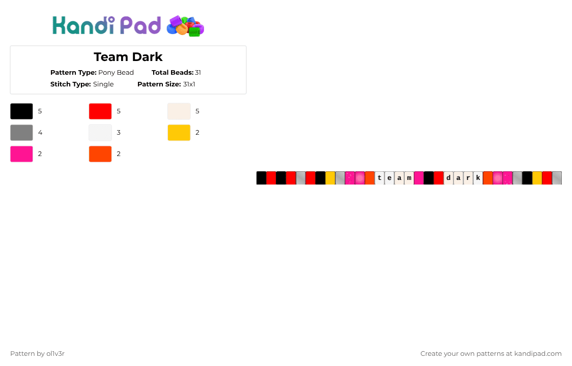 Team Dark - Pony Bead Pattern by ol1v3r on Kandi Pad - red,pink,sonic,shadow,sa2,omega,rouge,team dark,sonic adventure 2,eggman