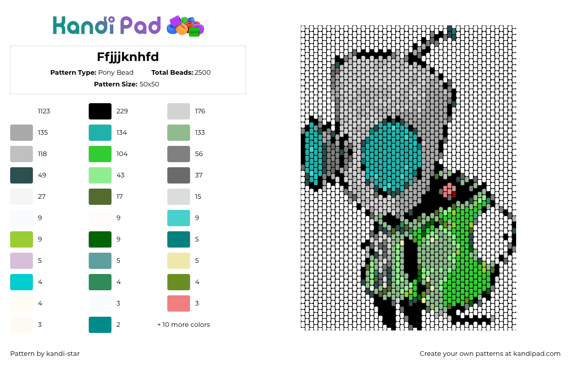 Ffjjjknhfd - Pony Bead Pattern by kandi-star on Kandi Pad - gir,invader zim,robot,character,cartoon,tv show,costume,gray,green