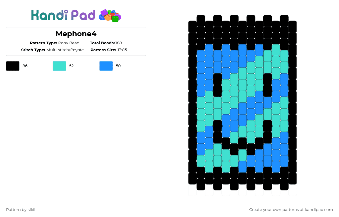 mephone4 - Pony Bead Pattern by kikii on Kandi Pad - black,light blue,ii,inanimate insanity,osc,mephone,mephone4,tpot,bfdi
