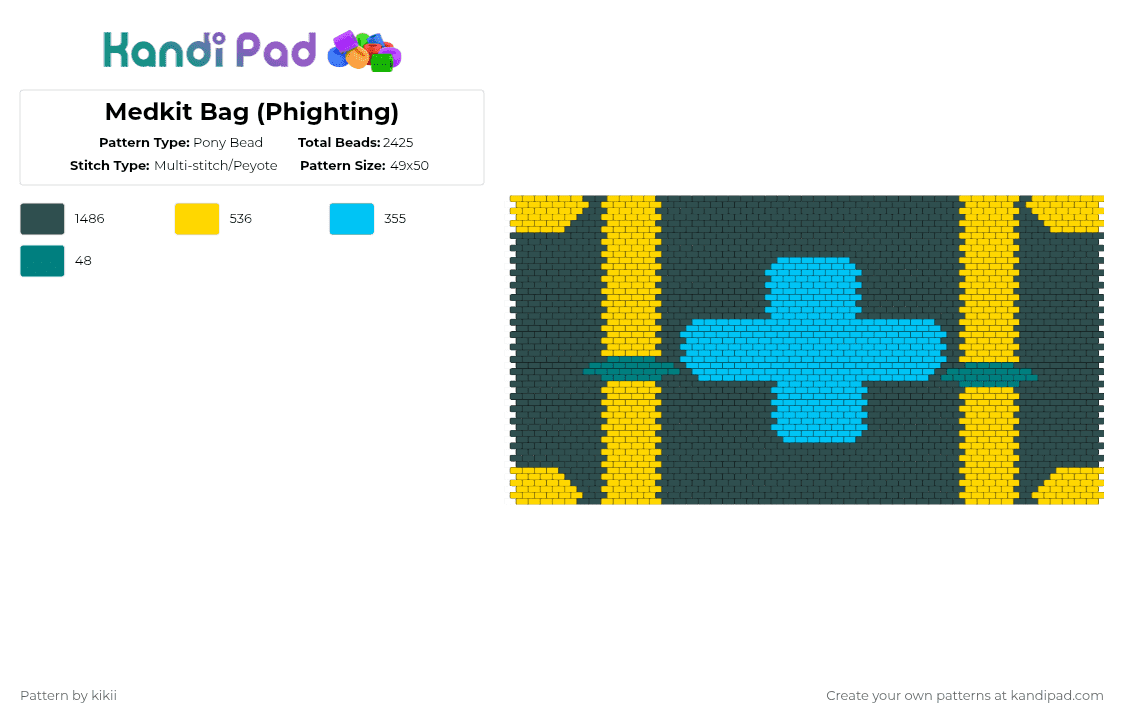 Medkit Bag (Phighting) - Pony Bead Pattern by kikii on Kandi Pad - gray