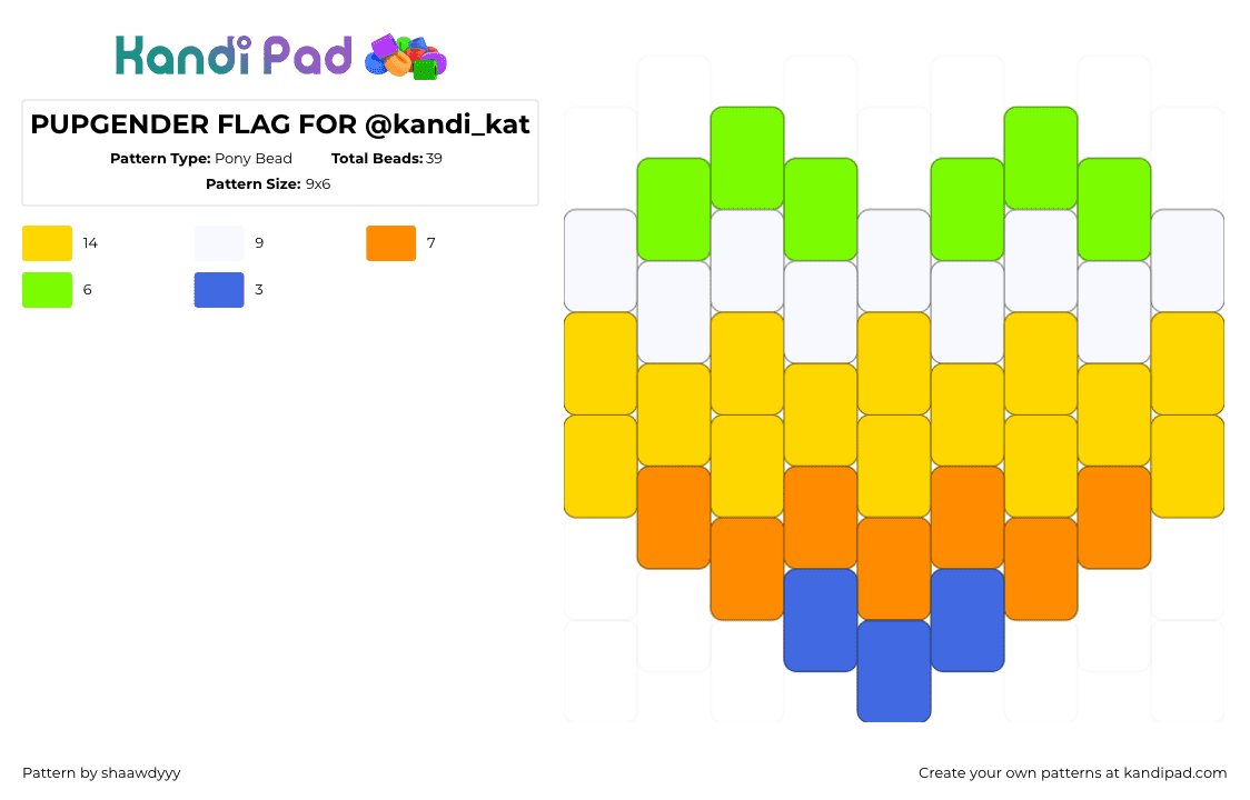 PUPGENDER FLAG FOR @kandi_kat - Pony Bead Pattern by sorenuhh on Kandi Pad - yellow