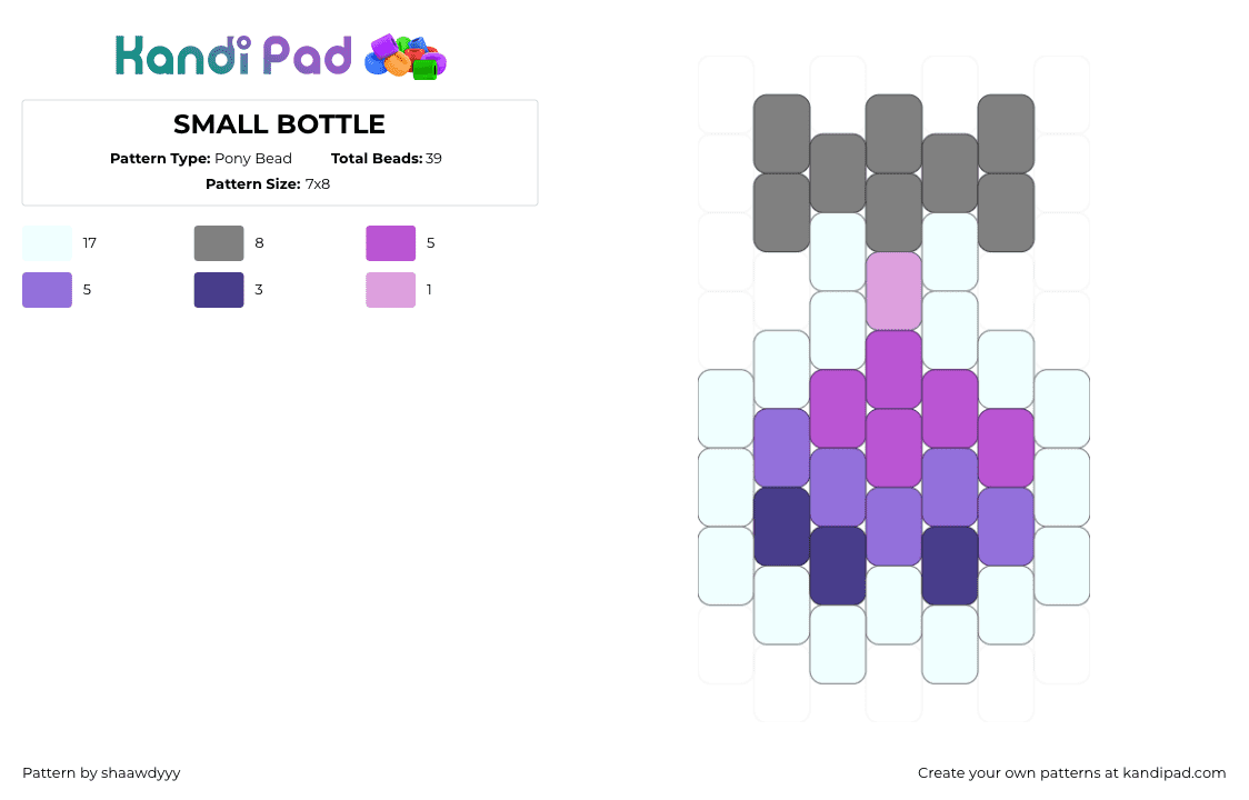 SMALL BOTTLE - Pony Bead Pattern by sorenuhh on Kandi Pad - gray,purple