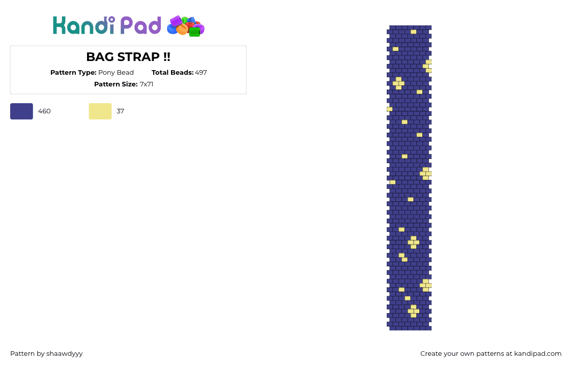 BAG STRAP !! - Pony Bead Pattern by shaawdyyy on Kandi Pad - 