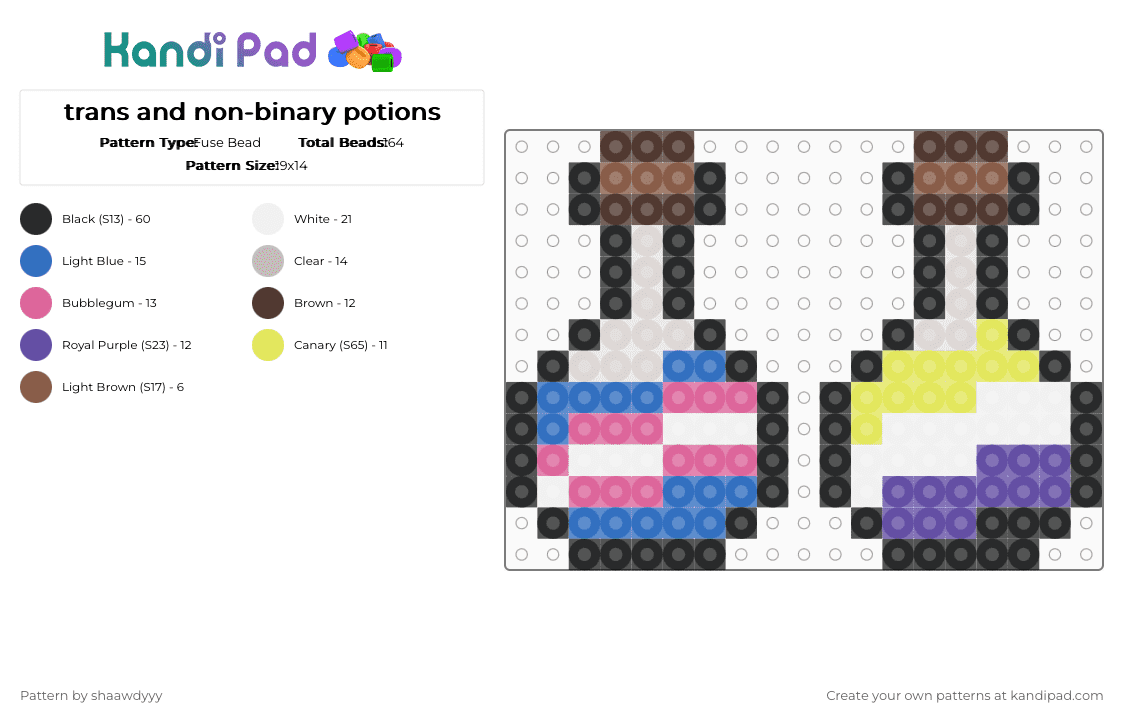 trans and non-binary potions - Fuse Bead Pattern by sorenuhh on Kandi Pad - beige,pink,purple,colorful