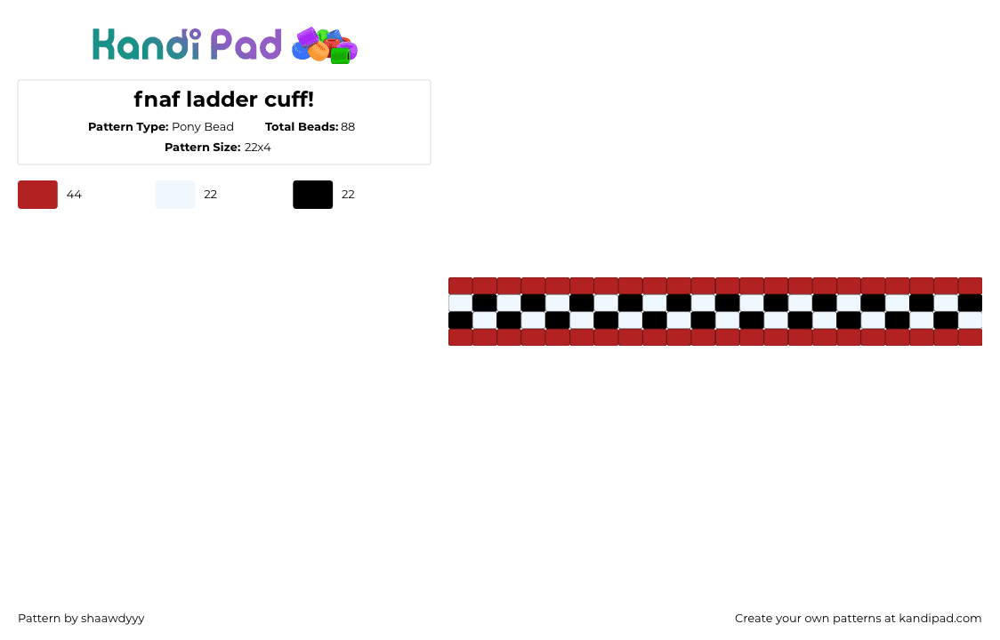 fnaf ladder cuff! - Pony Bead Pattern by sorenuhh on Kandi Pad - white,red
