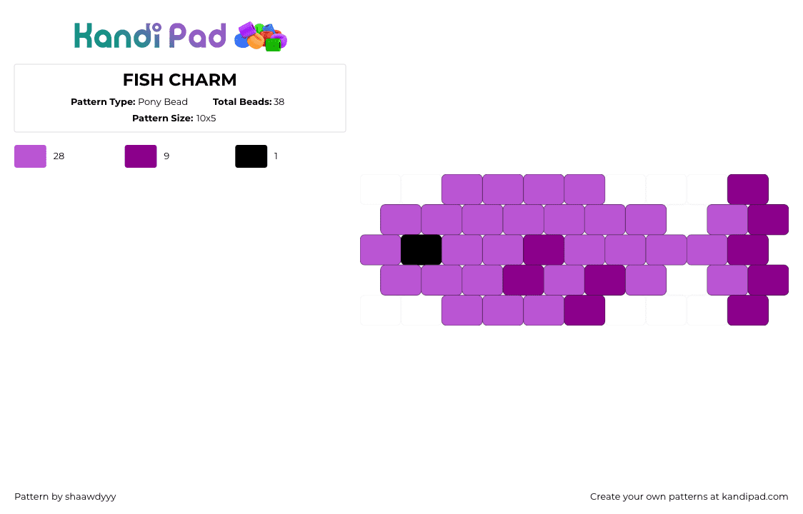 FISH CHARM - Pony Bead Pattern by sorenuhh on Kandi Pad - pink
