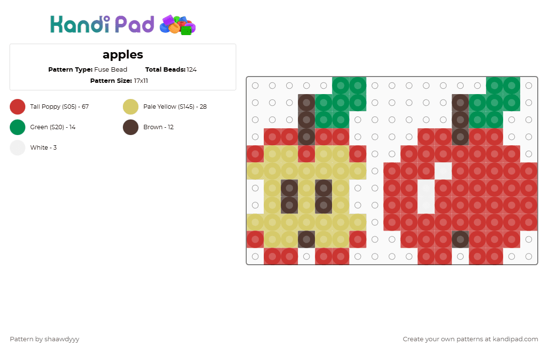 apples - Fuse Bead Pattern by sorenuhh on Kandi Pad - red