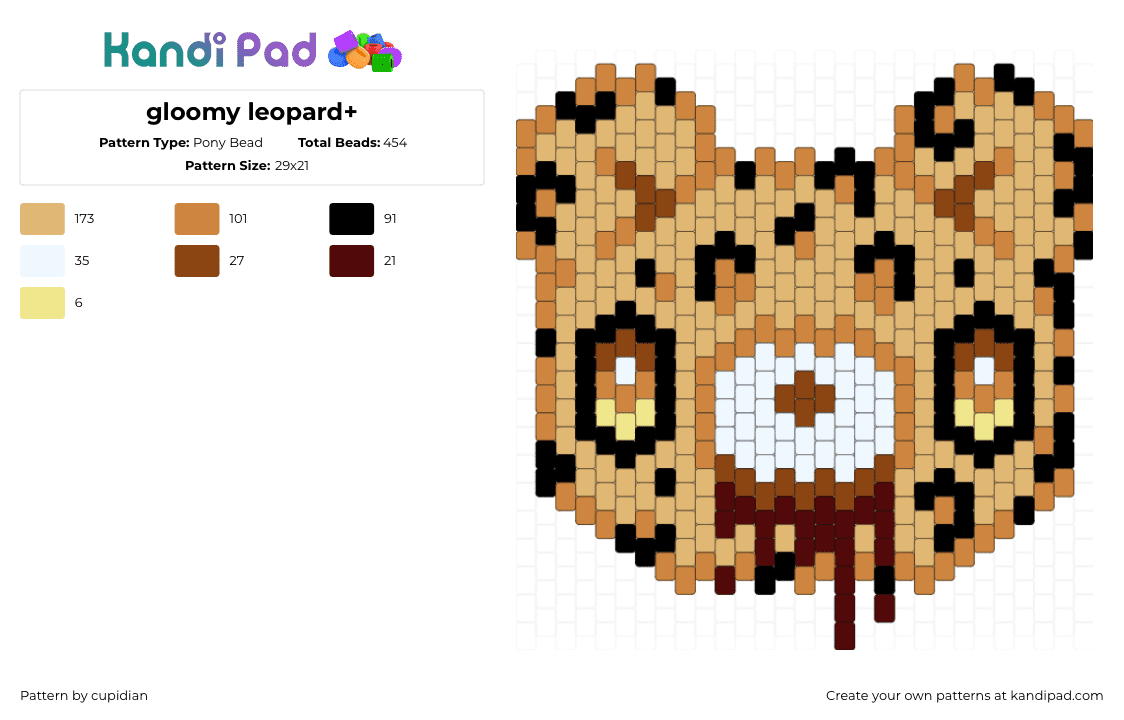 gloomy leopard+ - Pony Bead Pattern by cupidian on Kandi Pad - 