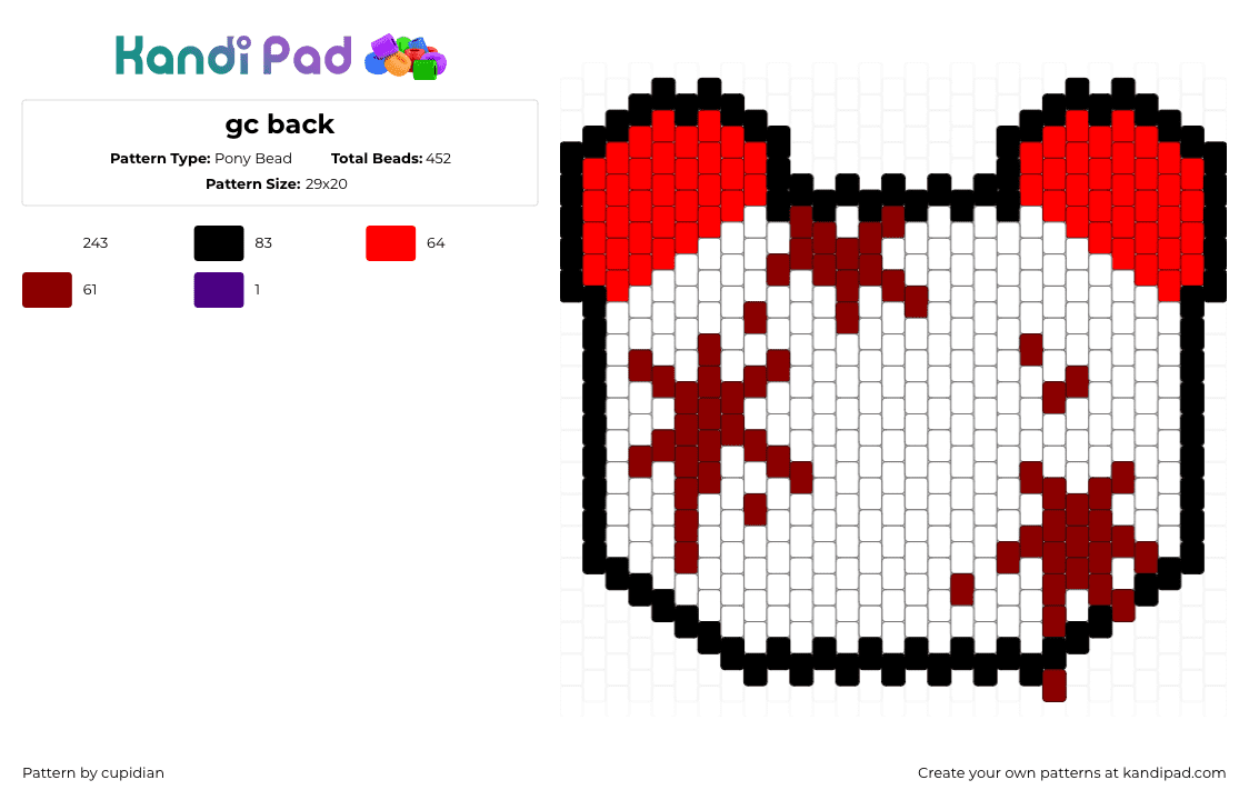 gc back - Pony Bead Pattern by cupidian on Kandi Pad - gloomy bear,bloody,bag,panel,white,red