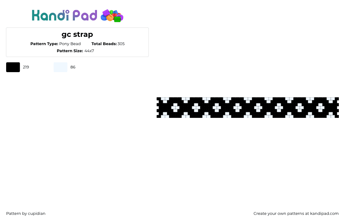 gc strap - Pony Bead Pattern by cupidian on Kandi Pad - zigzag,repeating,geometric,diamonds,strap,black