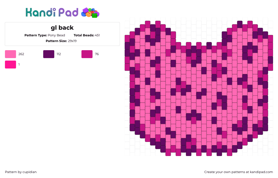 gl back - Pony Bead Pattern by cupidian on Kandi Pad - gloomy bear,leopard,animal print,bag,panel,spots,pink