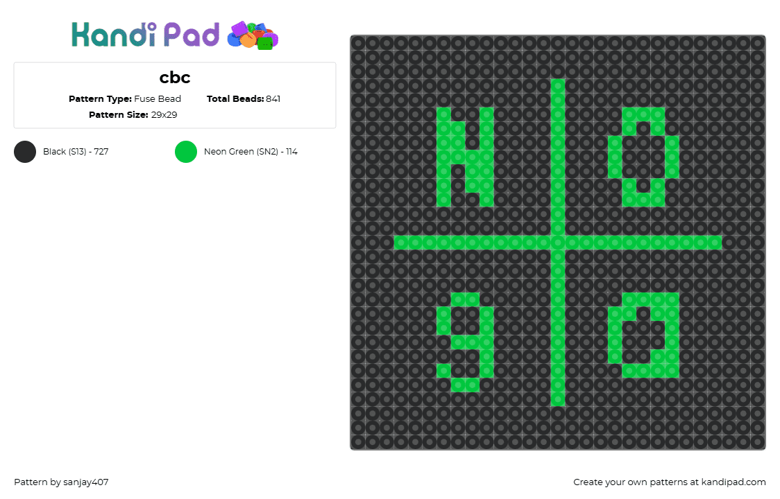cbc - Fuse Bead Pattern by sanjay407 on Kandi Pad - ninetozero,logo,label,music,panel,black,green