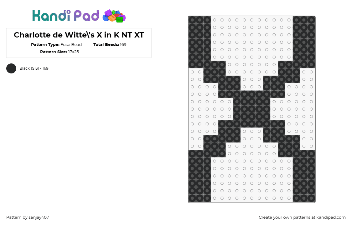 Charlotte de Witte\'s X in K NT XT - Fuse Bead Pattern by sanjay407 on Kandi Pad - charlotte de witte,music,edm,dj,techno