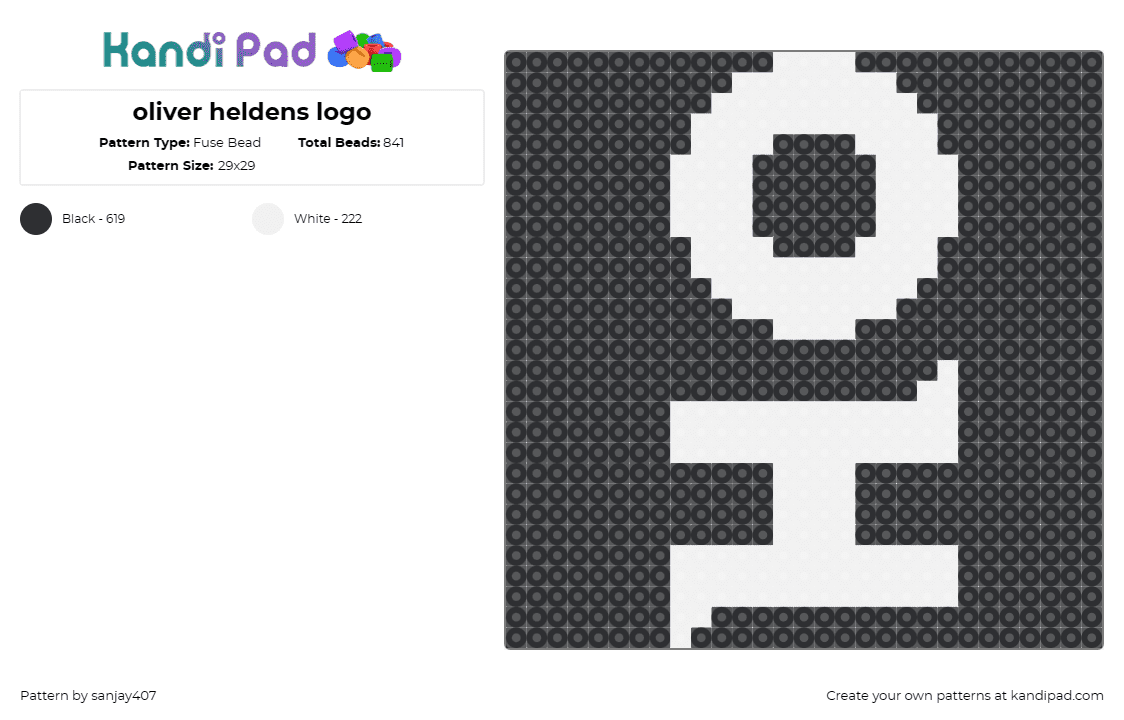 oliver heldens logo - Fuse Bead Pattern by sanjay407 on Kandi Pad - oliver heldens,dj,music,edm,white,black