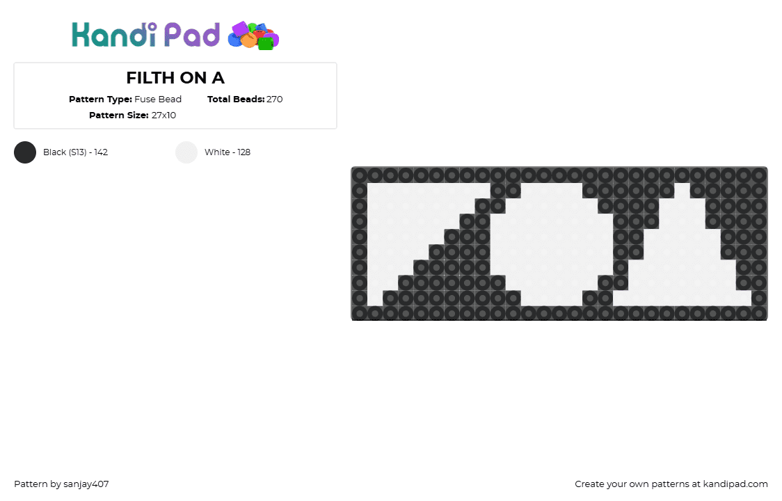 FILTH ON A - Fuse Bead Pattern by sanjay407 on Kandi Pad - filth on acid,logo,label,music,edm,black,white