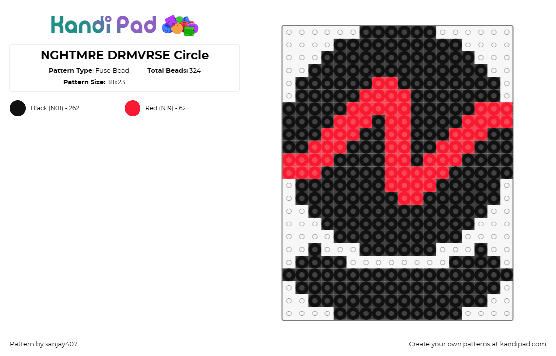 NGHTMRE DRMVRSE Circle - Fuse Bead Pattern by sanjay407 on Kandi Pad - ngthmre,nightmare,music,edm,dj