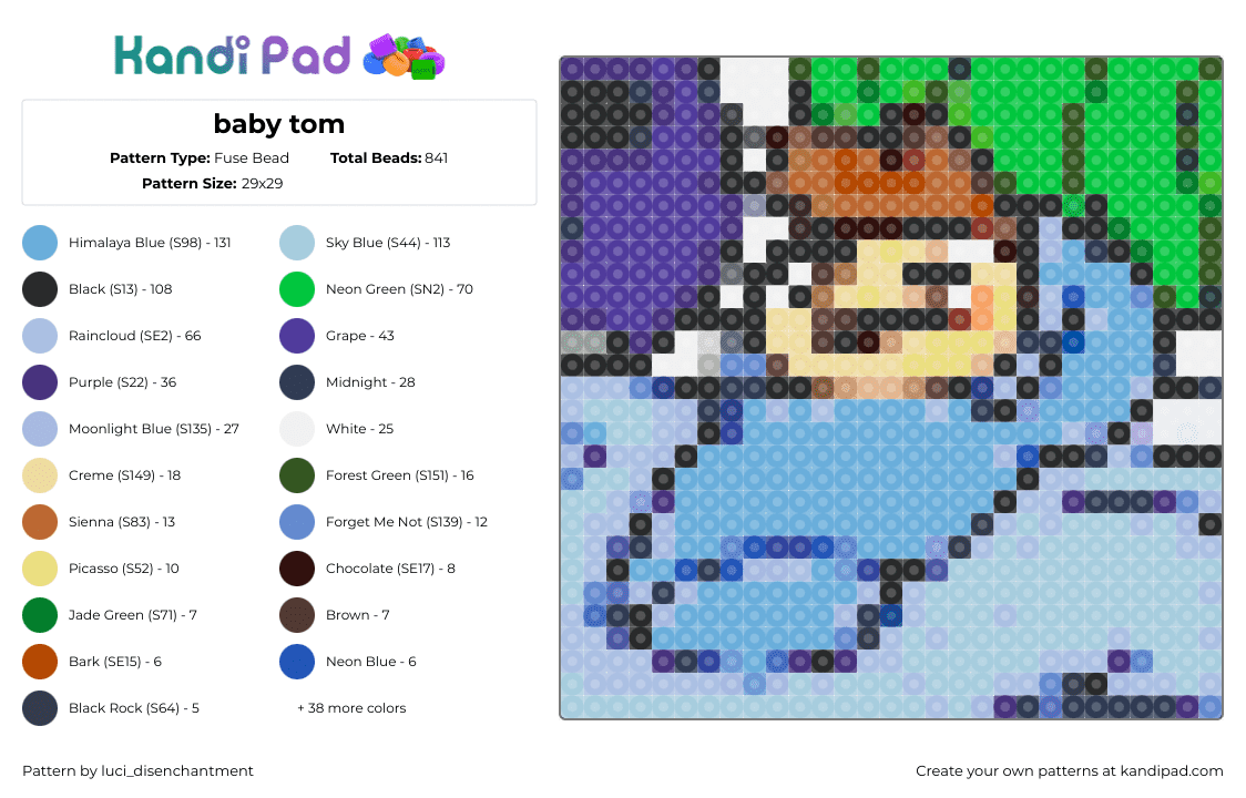 baby tom - Fuse Bead Pattern by luci_disenchantment on Kandi Pad - tom,eddsworld,baby,minecraft,video game,youtube,light blue,tan