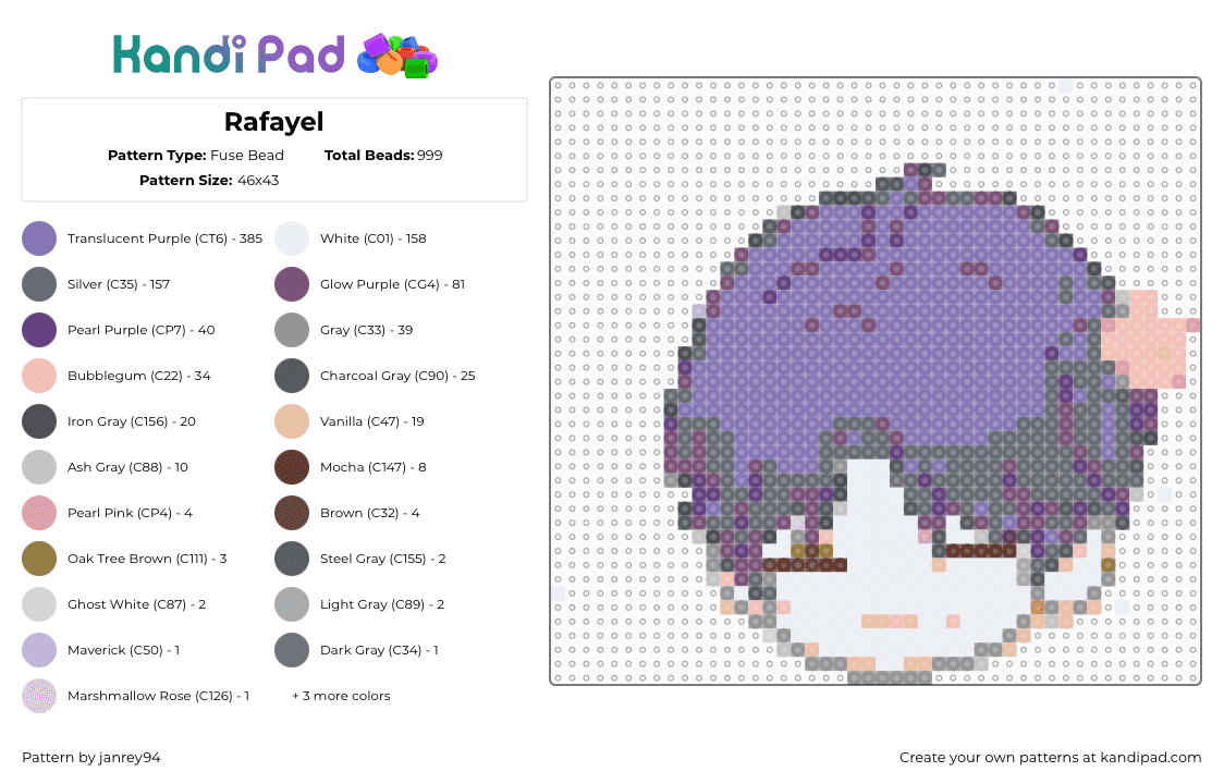 Rafayel - Fuse Bead Pattern by janrey94 on Kandi Pad - gray,lad,love and deepspace,rafayel