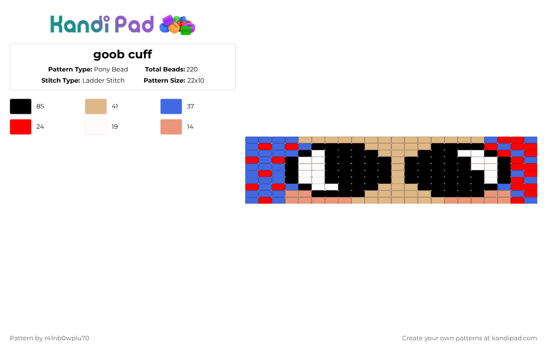 goob cuff - Pony Bead Pattern by r41nb0wplu70 on Kandi Pad - beige,blue,goob,cuff,kandi,goobius gooberton iii