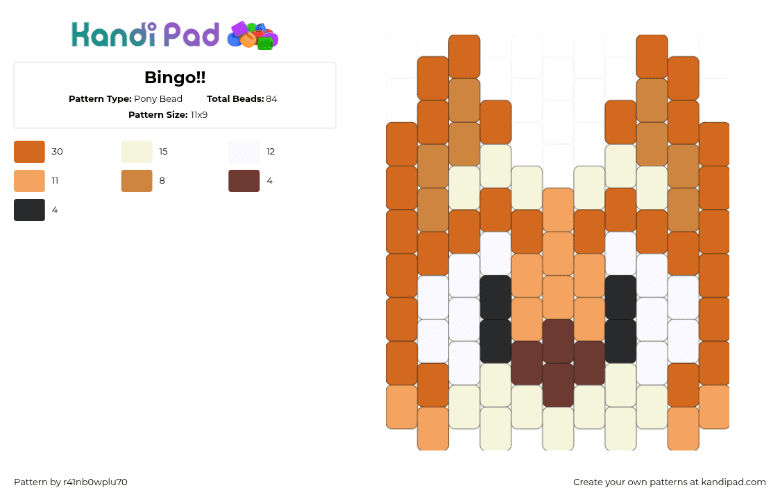 Bingo!! - Pony Bead Pattern by r41nb0wplu70 on Kandi Pad - orange,bluey,bingo,dog