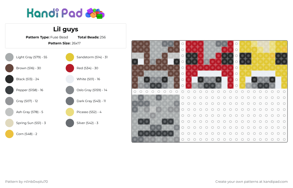 Lil guys - Fuse Bead Pattern by r41nb0wplu70 on Kandi Pad - gray,skeleton,moobloom,mushroom,cow,mooshroom,minecraft,pixels