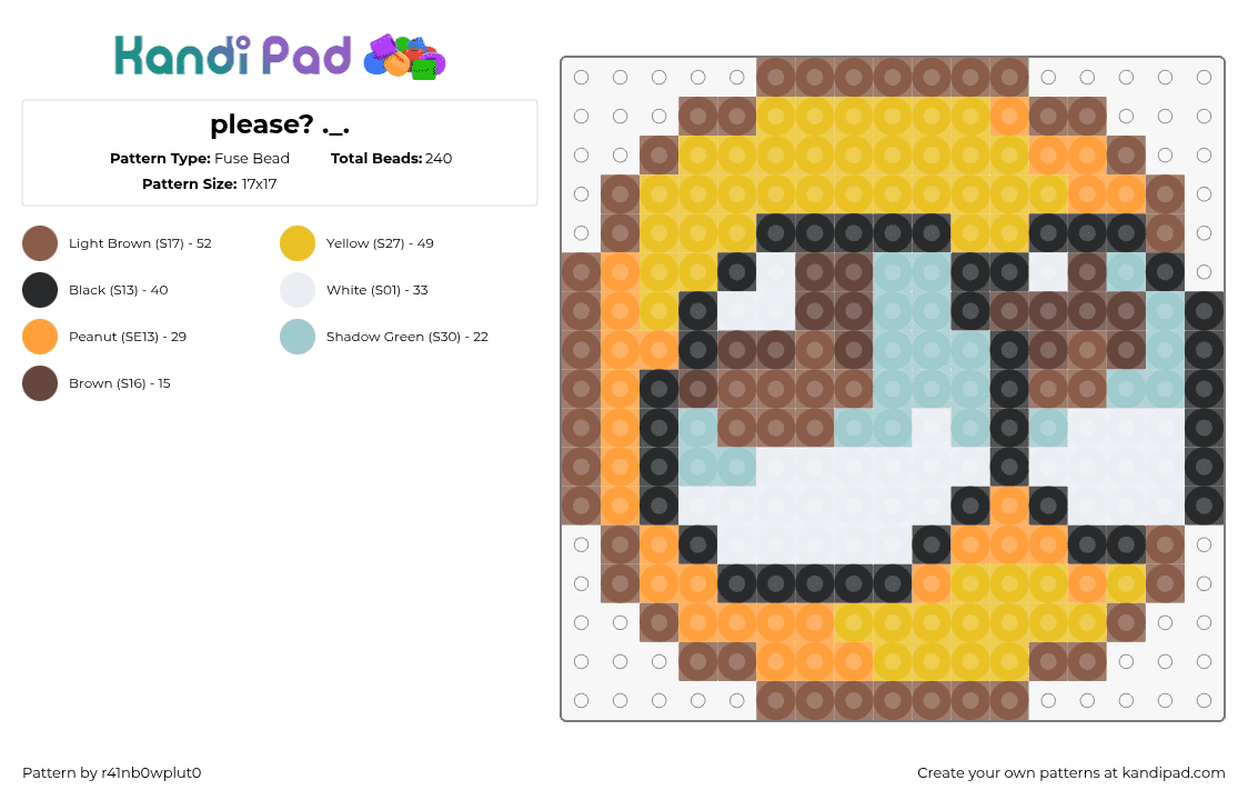 please? ._. - Fuse Bead Pattern by r41nb0wplut0 on Kandi Pad - emoji,eyes,smiley,cute,yellow,white