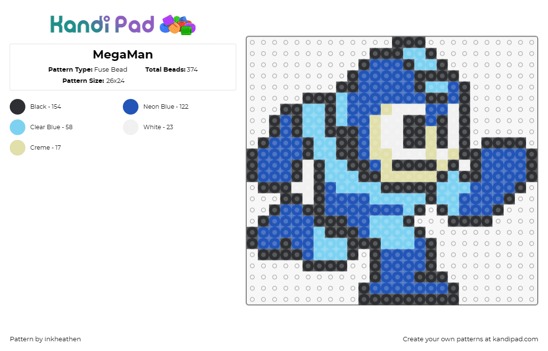 MegaMan - Fuse Bead Pattern by inkheathen on Kandi Pad - mega man,capcom,nintendo,sega,character,video game,blue