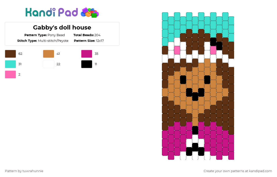 Gabby\'s doll house - Pony Bead Pattern by tuwrahunnie on Kandi Pad - orange,brown