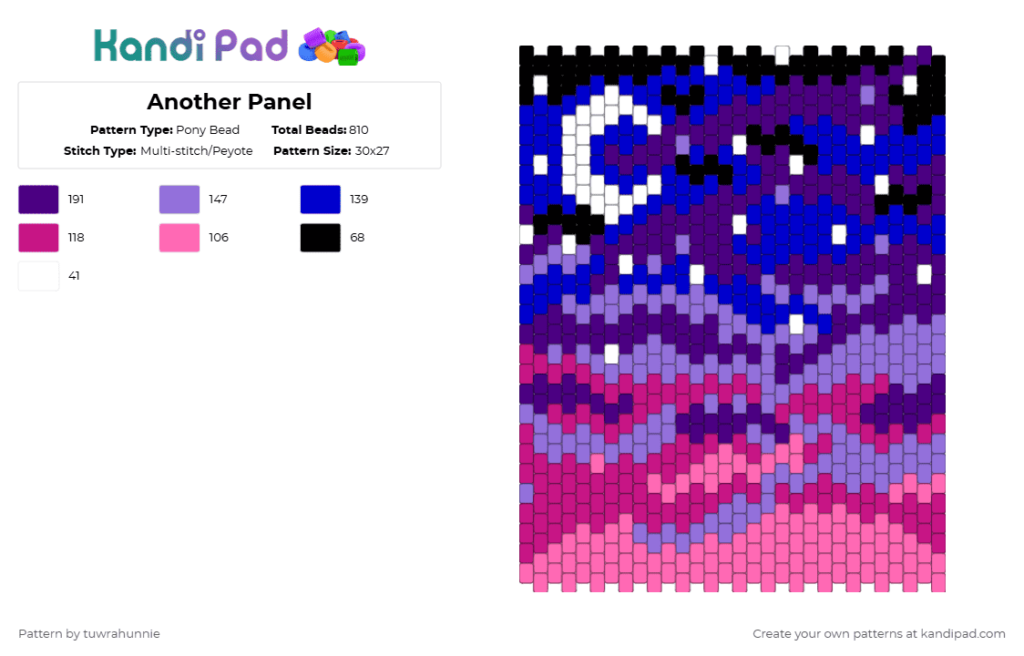 Another Panel - Pony Bead Pattern by tuwrahunnie on Kandi Pad - purple,pink