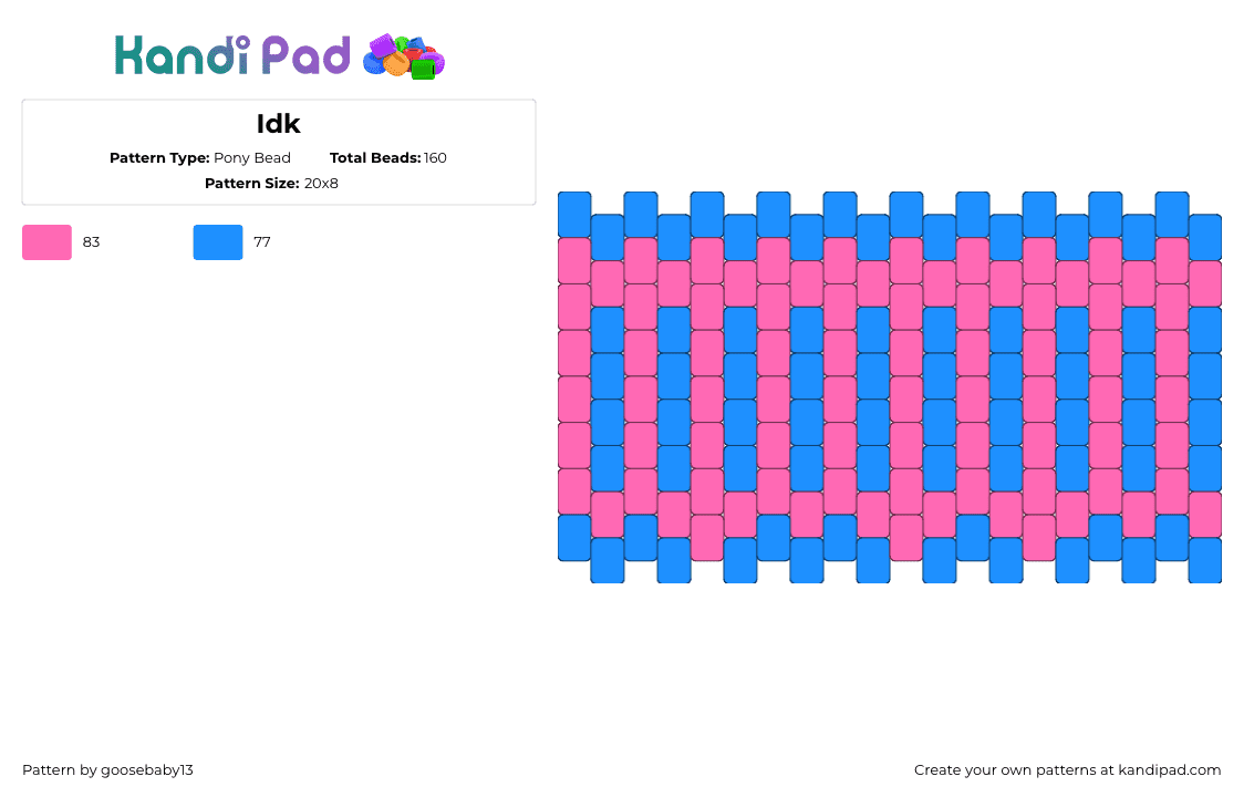 Idk - Pony Bead Pattern by goosebaby13 on Kandi Pad - stripes,cuff,simple,blue,pink