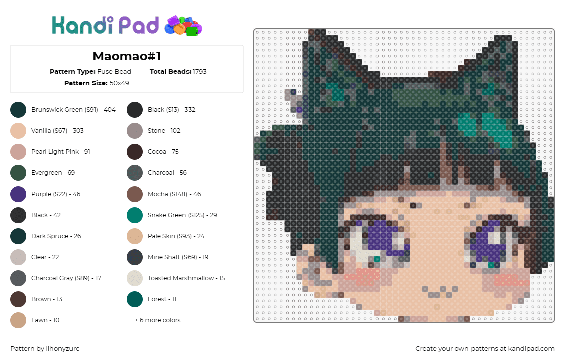 Maomao#1 - Fuse Bead Pattern by lihonyzurc on Kandi Pad - maomao,apothecary diaries,anime,character,culture